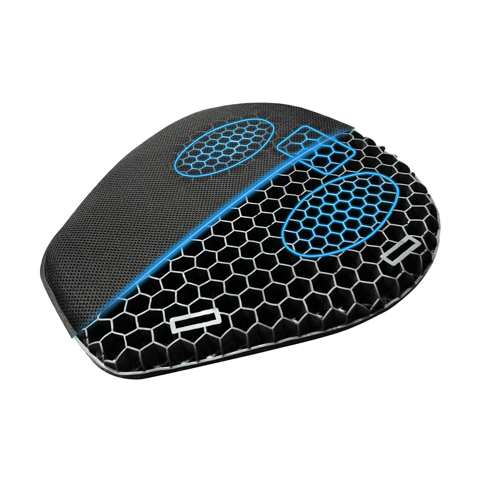 CERITORN Motorcycle Gel Seat Cushion, 3D Honeycomb Shock-Absorbing, Hollow and Breathable, Hel Material is Compressive, Non-Brea