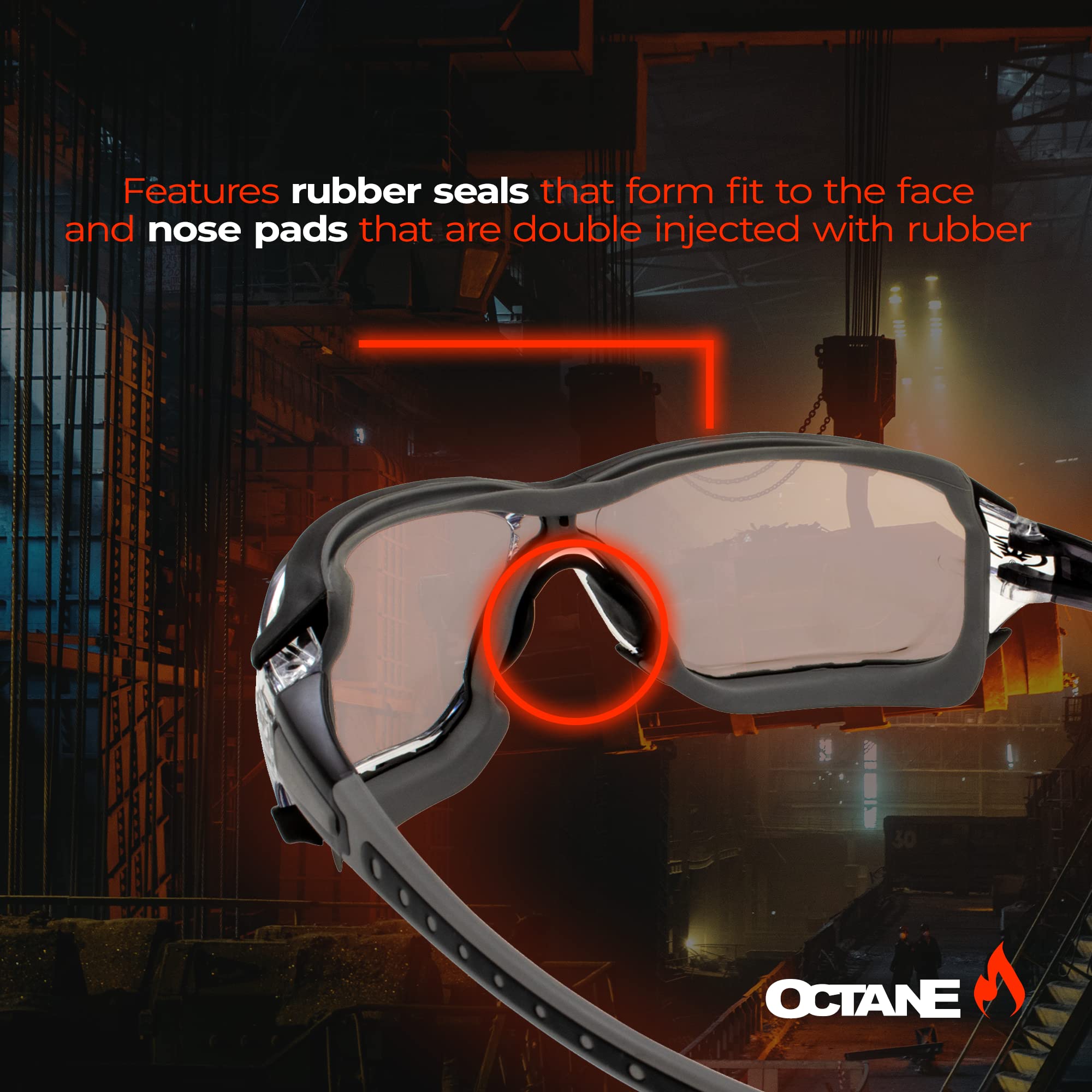 Global Vision Padded Motorcycle Sport Sunglasses Octane Gray Clear Lens