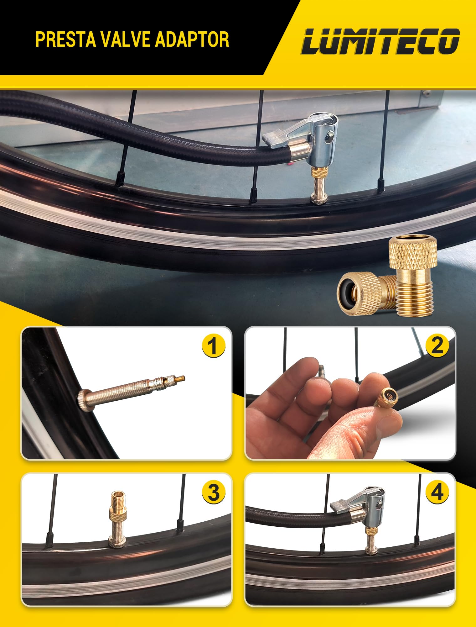 Lumiteco Quick Connect Tire Chuck Hose, Tire Valve Extension Tube W/Presta Valve & Air Pump Ball Needle Set, Air Tire Inflator P