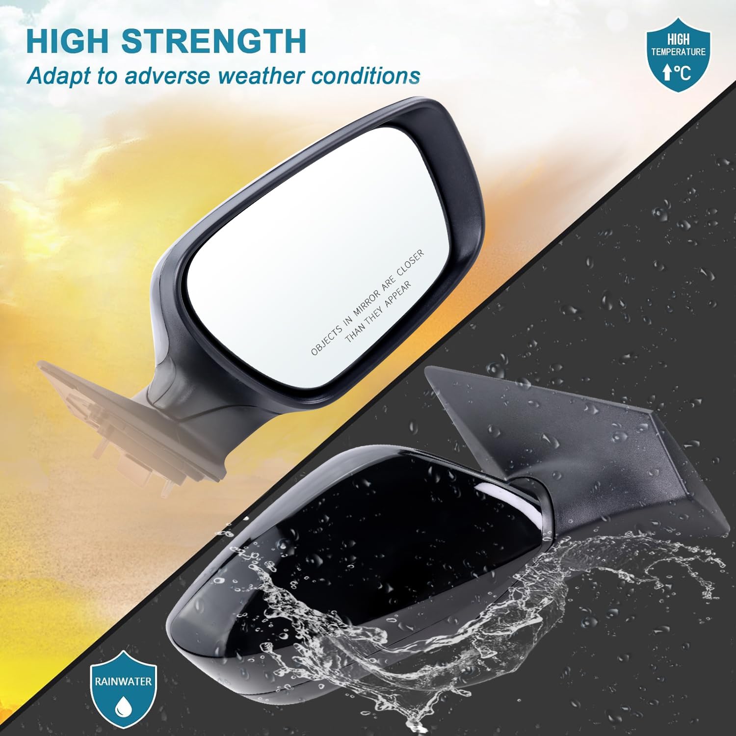 Right Passenger Side Mirror Compatible With 2011 2012 2013 Hyundai Elantra With Manual folding Power Glass Heated Black Replace#