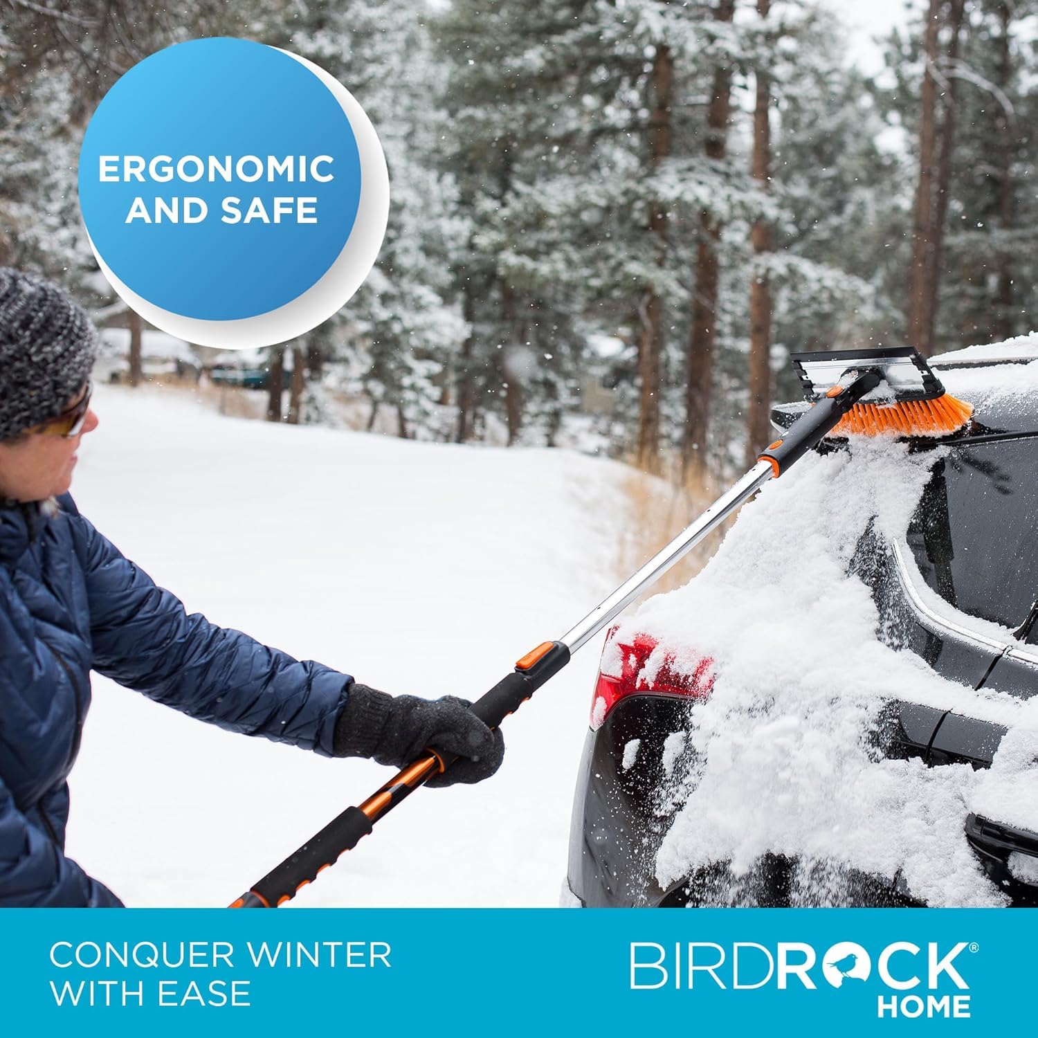 Snow MOOver 58" Extendable Snow Brush with Detachable Ice Scraper, Ergonomic Grip for Cars, Trucks, SUVs, RVs - Model 10846-A2