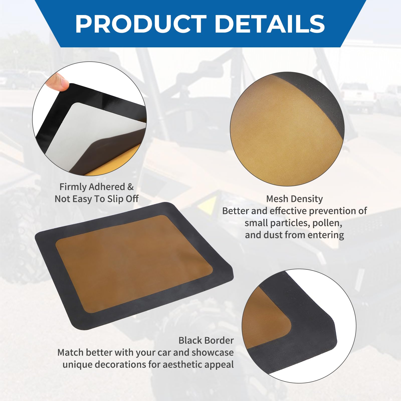 Wikibb Air Vent Cover For Polaris Ranger 1000 900 Crew Xp,2 Pcs Frog Skin Mesh Sticks Air Flow Vent Grille Protection Anti-Blocking Protector Accessories Fit(Right + Left)