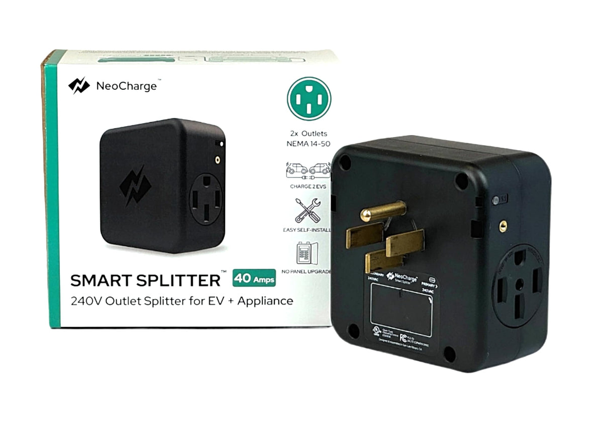 Neocharge Smart Splitter Nema 14-50 - Avoid Panel Upgrades/Rewiring, Ul Certified, Auto-Switching, Unlock Dual Electric Vehicle (Ev) Charging, Save On Installation (240V, 40 Amp)…