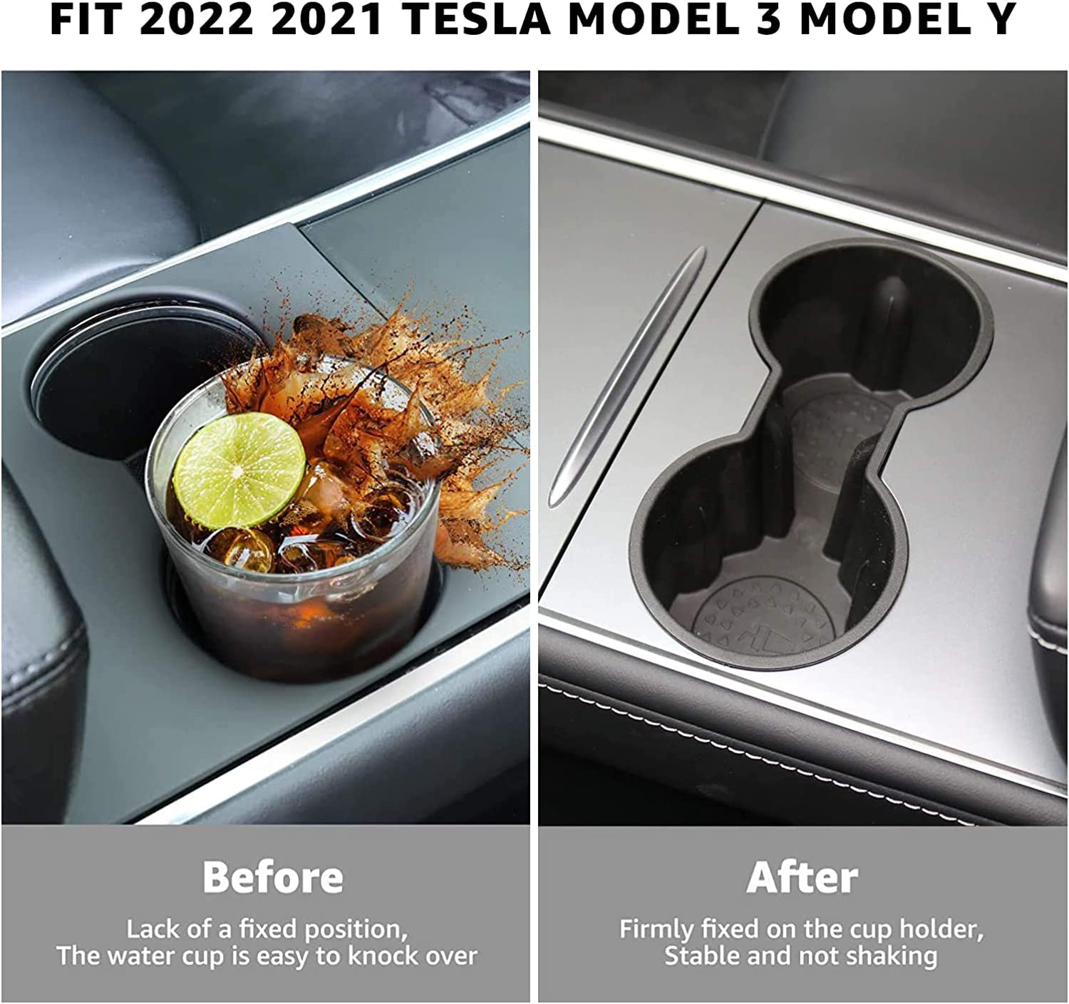 Motrobe 2023 2022 2021 Tesla Model Y Model 3 Center Console Cup Holder Insert Only Fit New Console