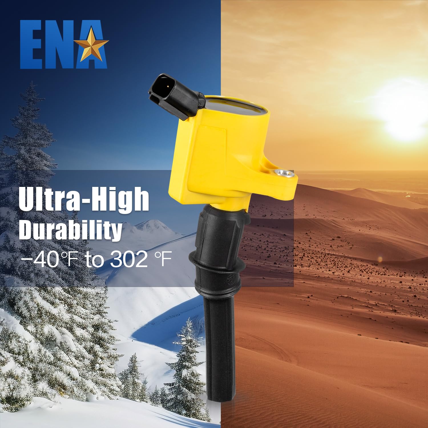 Ena Yellow Ignition Coil Pack & Platinum Spark Plug For Dg508 Fd503 Sp479 Compatible With Lincoln Ford Mustang F150 Econoline Ex