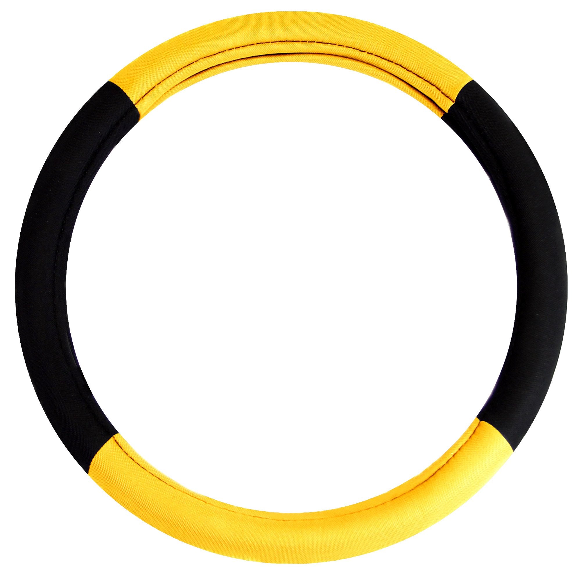 Fh Group Universal Fit Modernistic And Seat Belt Pads Combo Set Steering Wheel Cover Fits Most Cars, Suvs Yellow