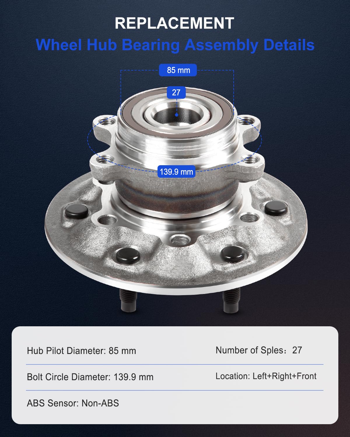ECCPP Front 6 Lugs Wheel Bearing and Hub Assembly for 2009-2012 for Chevrolet Colorado 2009-2012 for GMC Canyon Wheel Hub Bearin