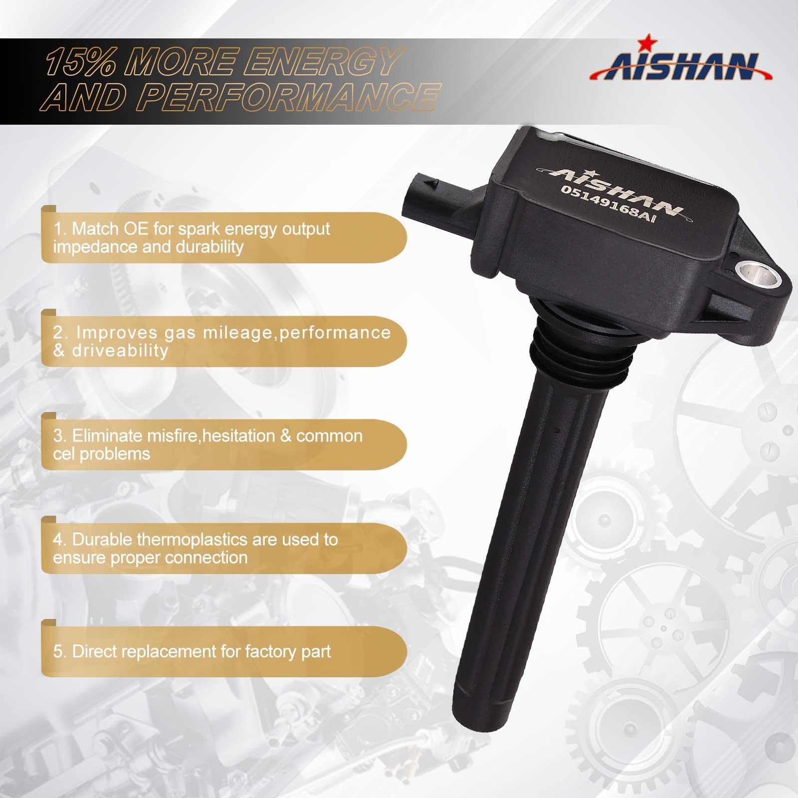 Aishan Set Of 6 Ignition Coil Pack Compatible With Avenge Charger Durango Ram 1500 Jeep Dodge Grand Cherokee Grand Caravan Chry