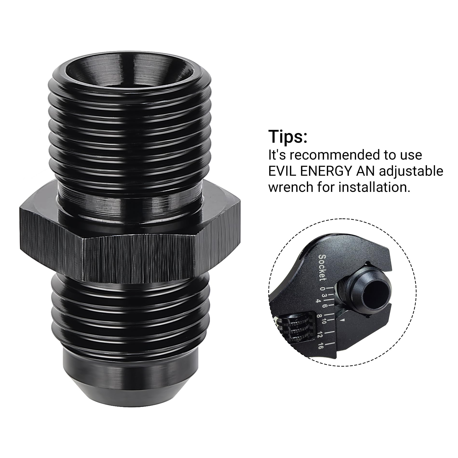 Evil Energy 6An Male Flare To M14 X 1.25Mm Male Metric Fitting Adapter Aluminium Alloy 2Pcs