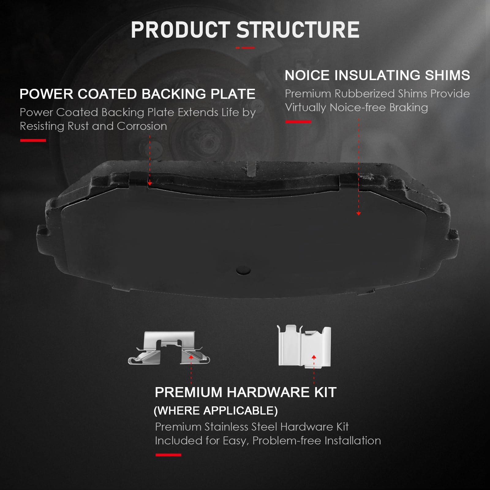Cciyu D1259 D1258 Ceramic Front Rear Brake Pad Set Fit For 2007-2010 For Ford Edge,2007-2010 For Lincoln Mkx,2007-2012 For Mazda