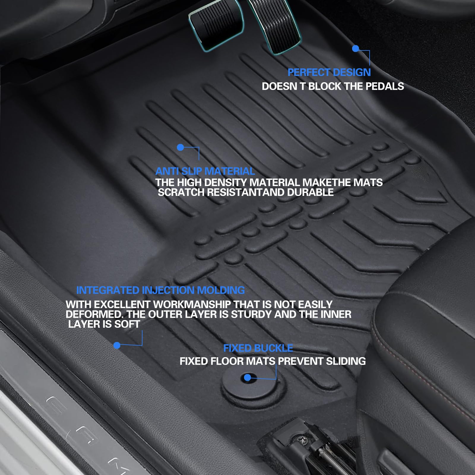 Custom Floor Mats for Mazda CX-5 2017-2023 All-Weather TPE Rubber Mats, Fits 1st & 2nd Row, Anti-Slip Full Set