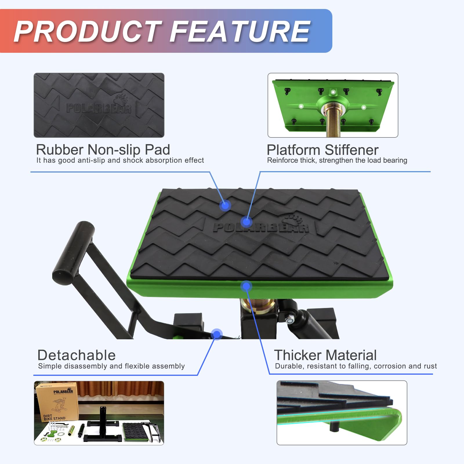 Polarbear Dirt Bike Stand And Lift Motorcycle Hydraulic Jack Stands1200Lbs Capacity Adjustable Height Quick Jack For Maintenance(Green)