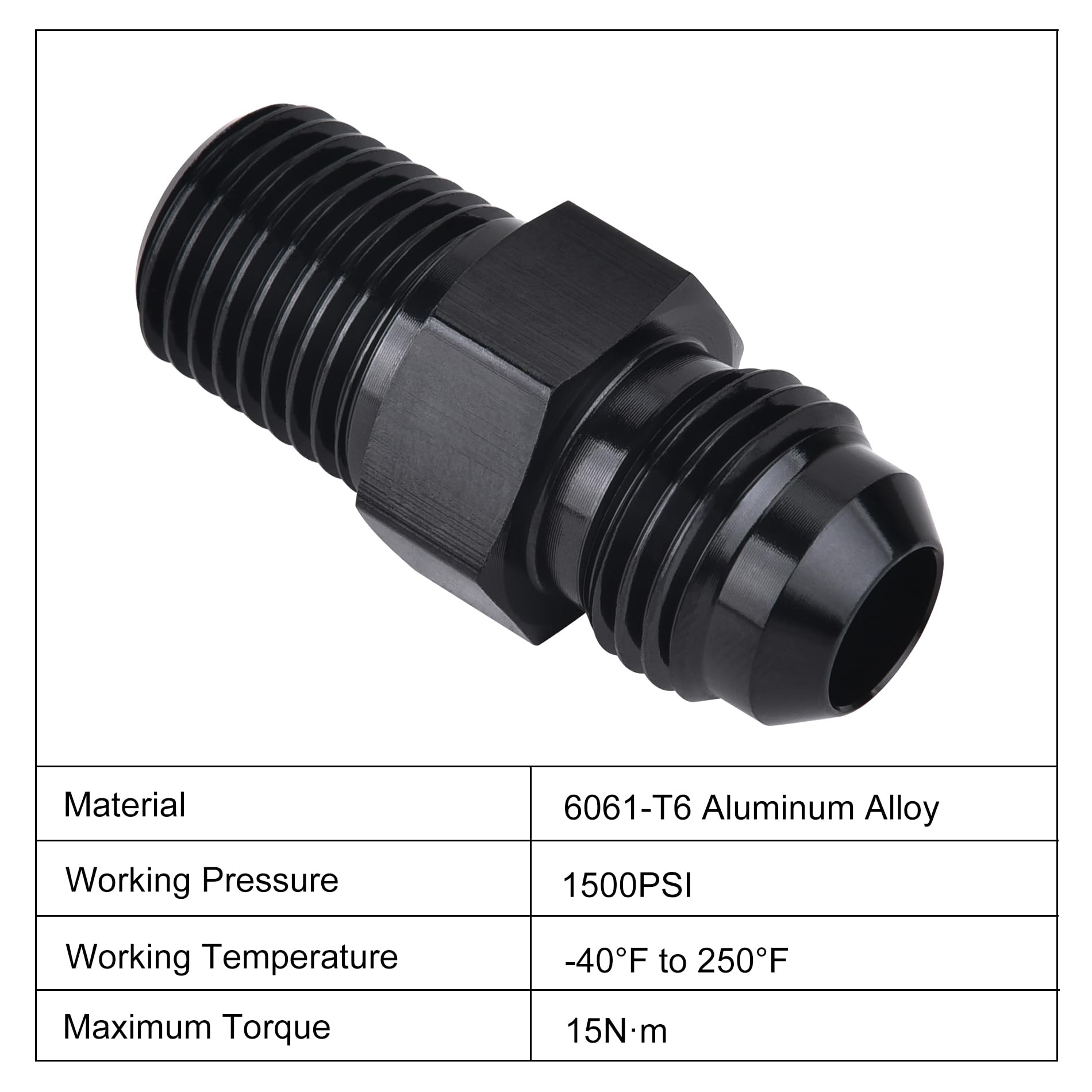 EVIL ENERGY 6AN Male Flare to 1/8'' NPT Pipe Fitting Adapter Aluminum Straight Black 4PCS