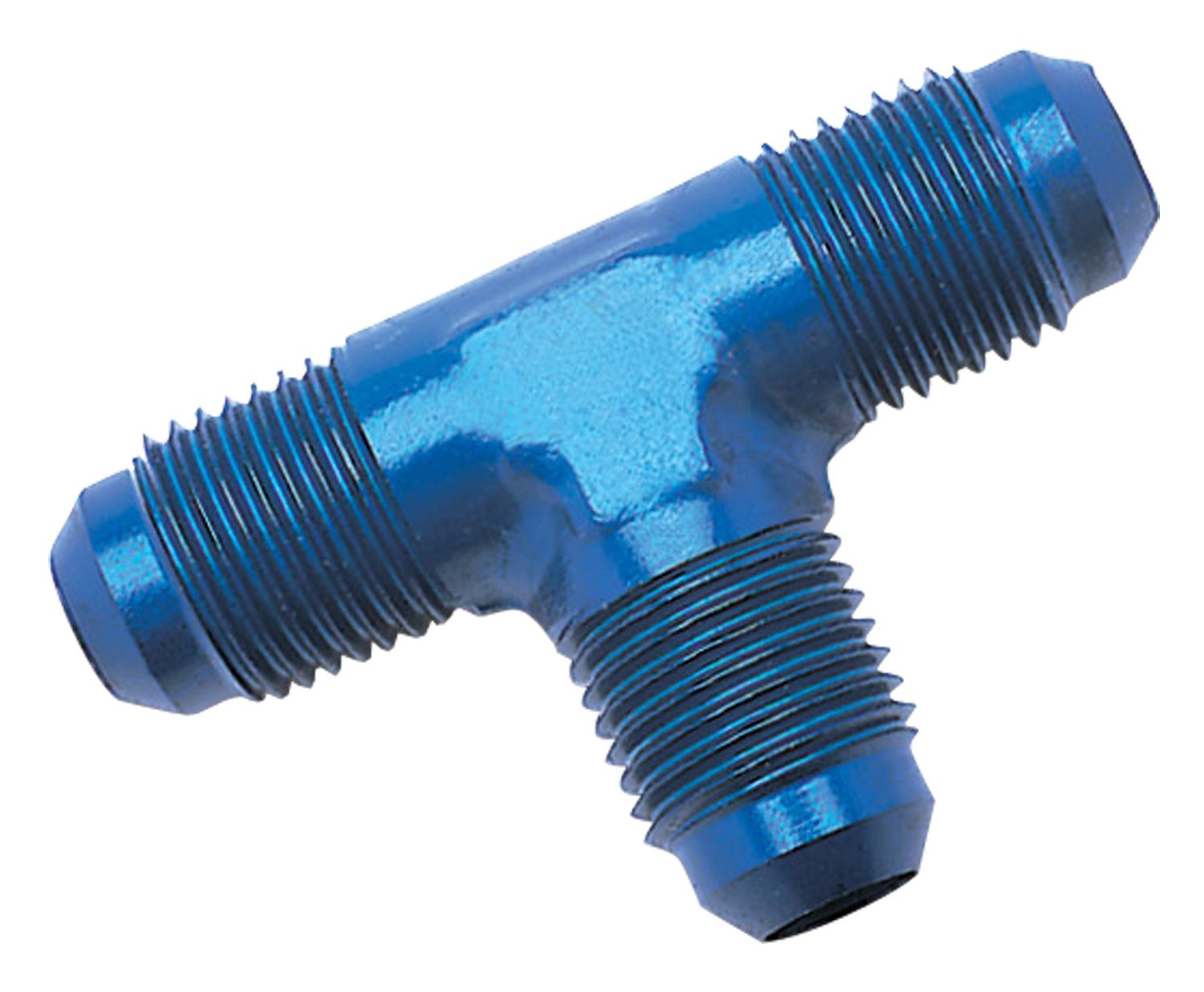 Edelbrock Russell Athletic - RUS-661030 Blue Anodized Aluminum -8AN Flare Tee Adapter Fitting