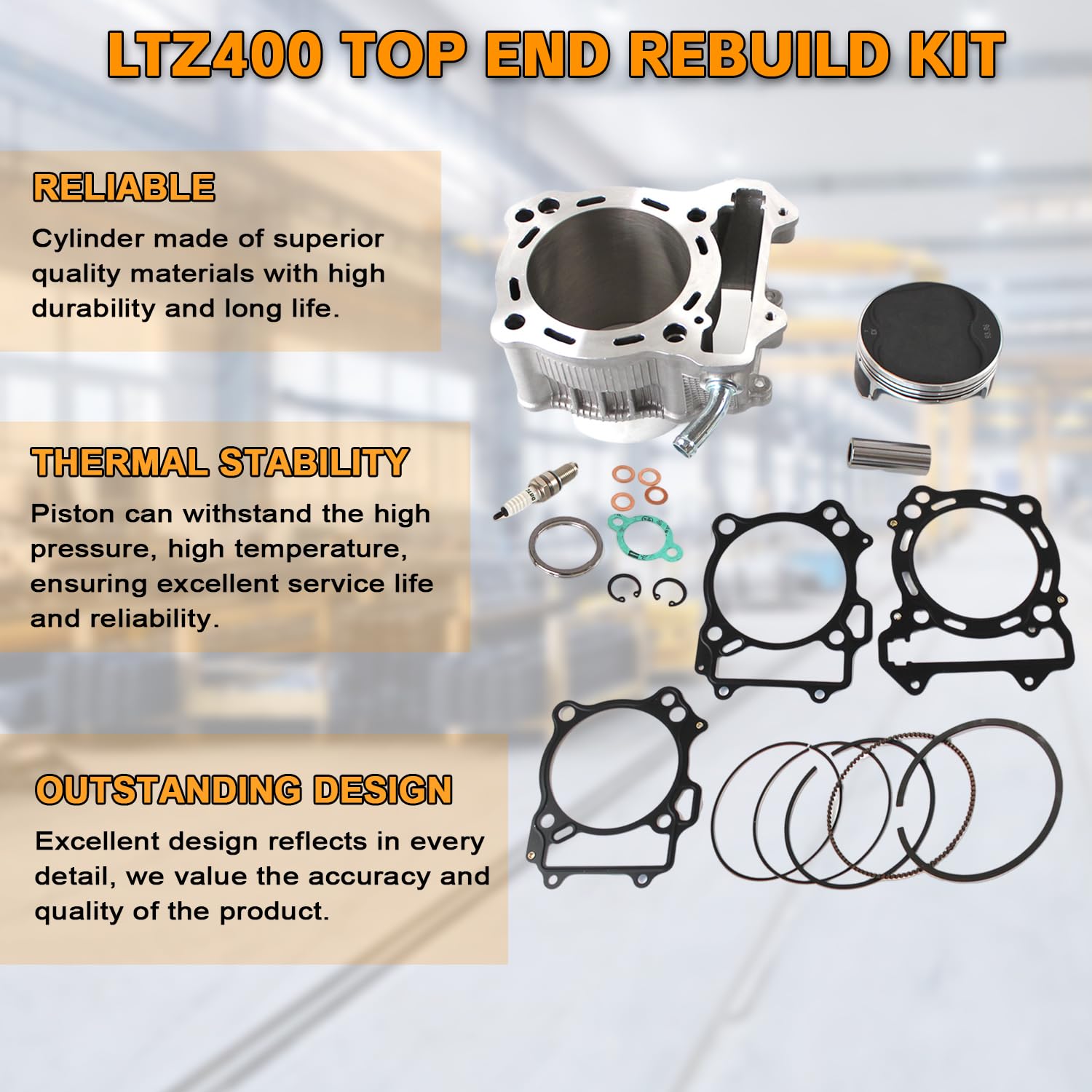 Pangolin Ltz400 Top End Kit Ltz 400 Cylinder Gasket Top End Rebuild Kit 434Cc Bore Size 94Mm 11191-13E00 For Suzuki Ltz 400 Models 2003-2014, For Dr-Z400 2000-2015, For Kawasaki Kfx400 2003-2006 Parts