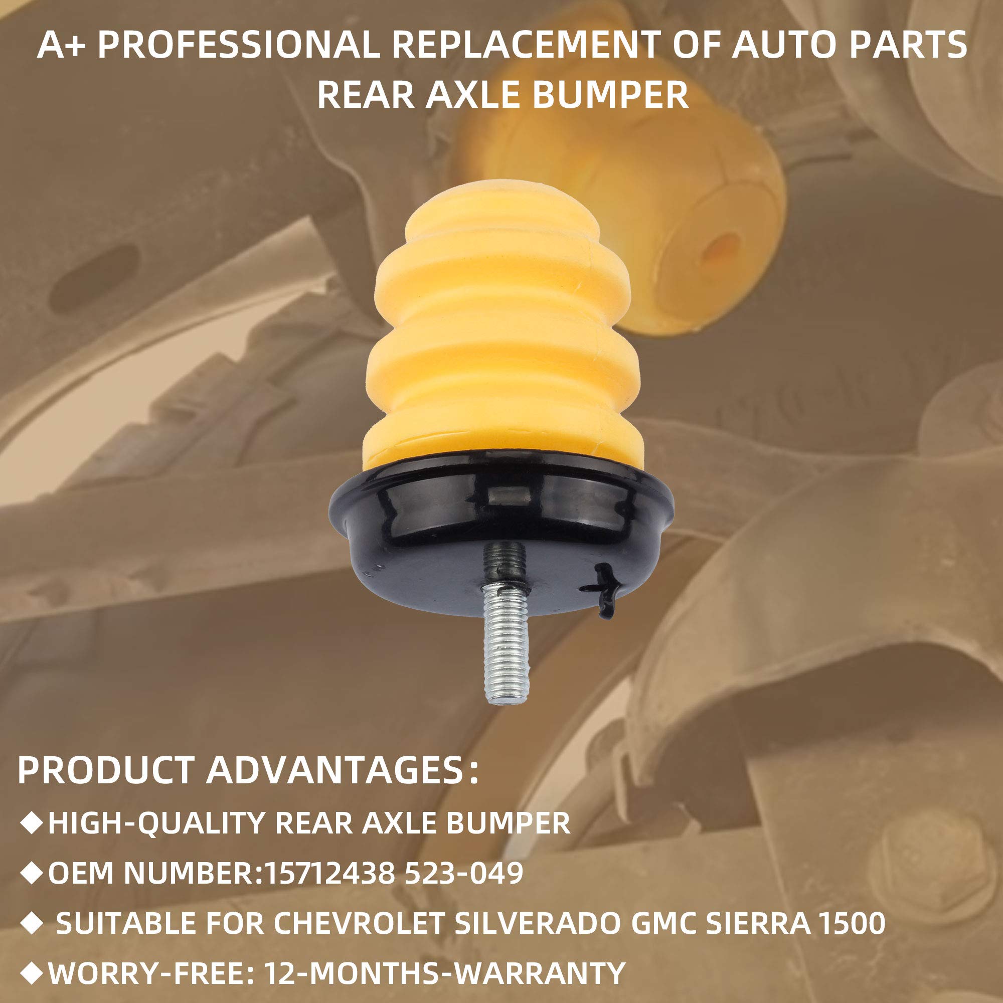 Dasbecan 2Pcs Rear Axle Bumper Compatible With Chevy Silverado 1999-2007 Gmc Sierra Classic 1500 Bump Stops Replaces# 15712438 5