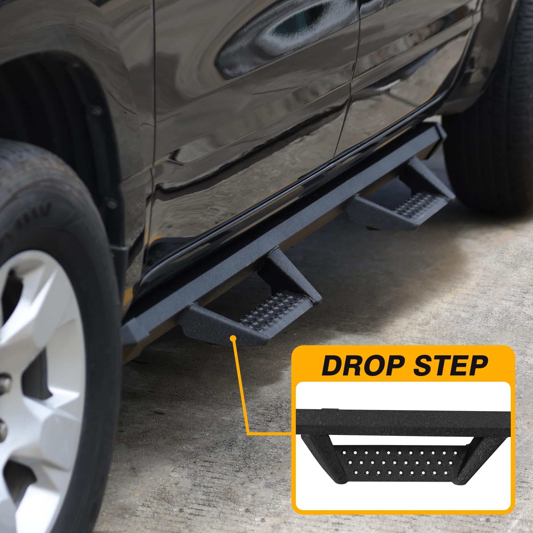 SMANOW Running Boards Side Steps Compatible with 2007-2021 Toyota Tundra Double Cab with 2 Narrow Rear Door. Dual-Stage Textured