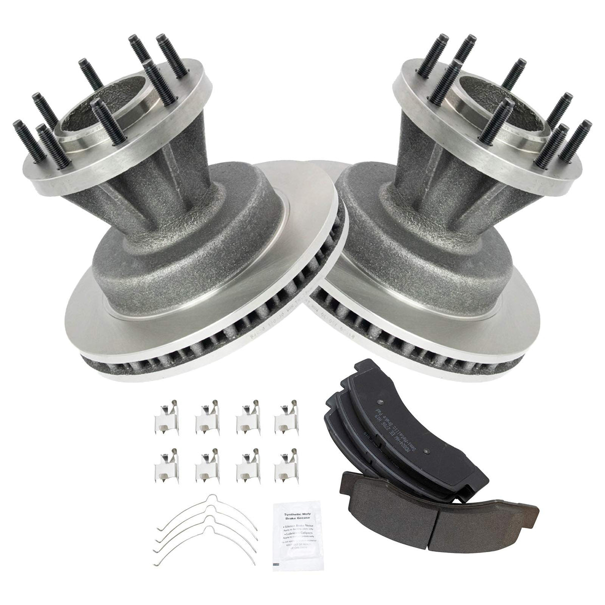 Trq Front Brake Pad & Rotor Kit Brake Pads Brake Rotor Semi-Metallic Compatible With 2000-2002 Ford F-350 Super Duty