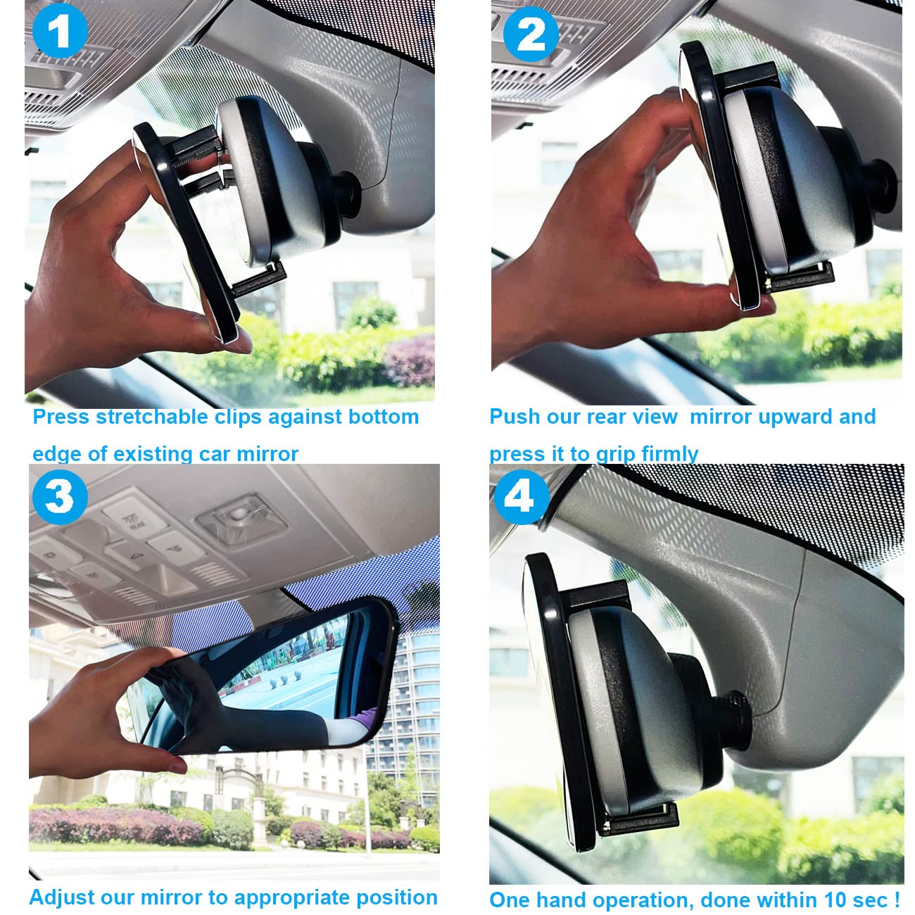 Rear View Mirror, 11.8 Inch Panoramic Anti-Glare Rearview Mirror, Car Interior Clip-On Wide Angle Rear View Mirror To Reduce Bli