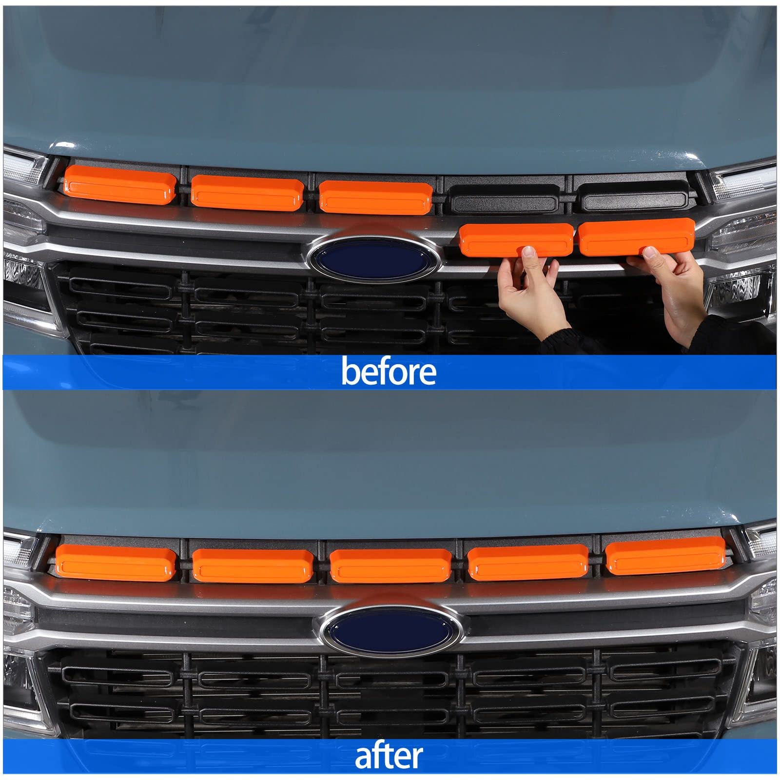 For Ford Maverick Lariat Grille Inserts Trim Cover Abs Exterior Accessories Decoration Trim Cover 2022 2023 2024 (Orange)