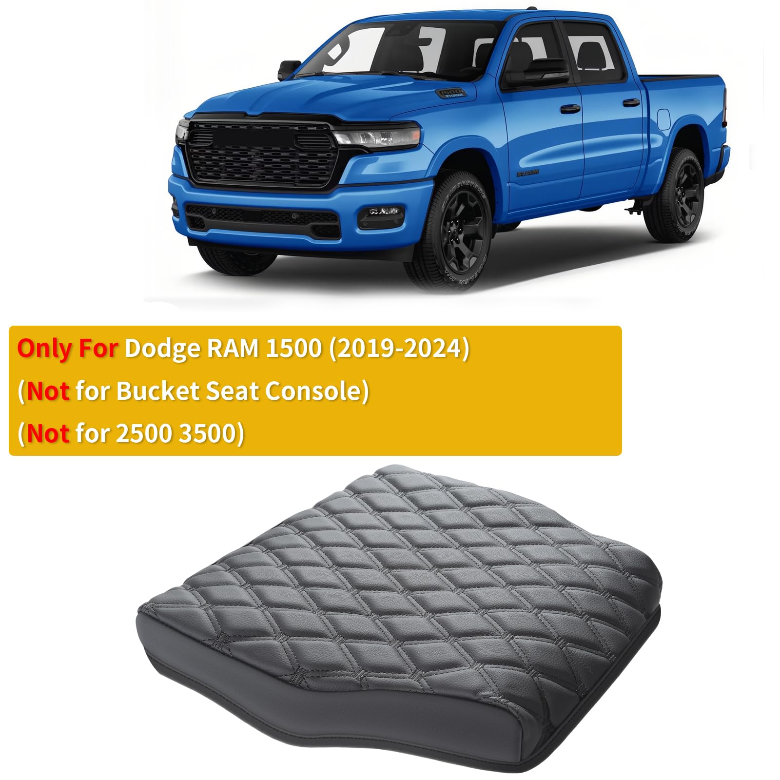 Giant Panda Custom Fit Center Console Cover For Dodge Ram 1500,2019 2020 2021 2022 2023 2024 With Jump Seat- Waterproof Faux Lea