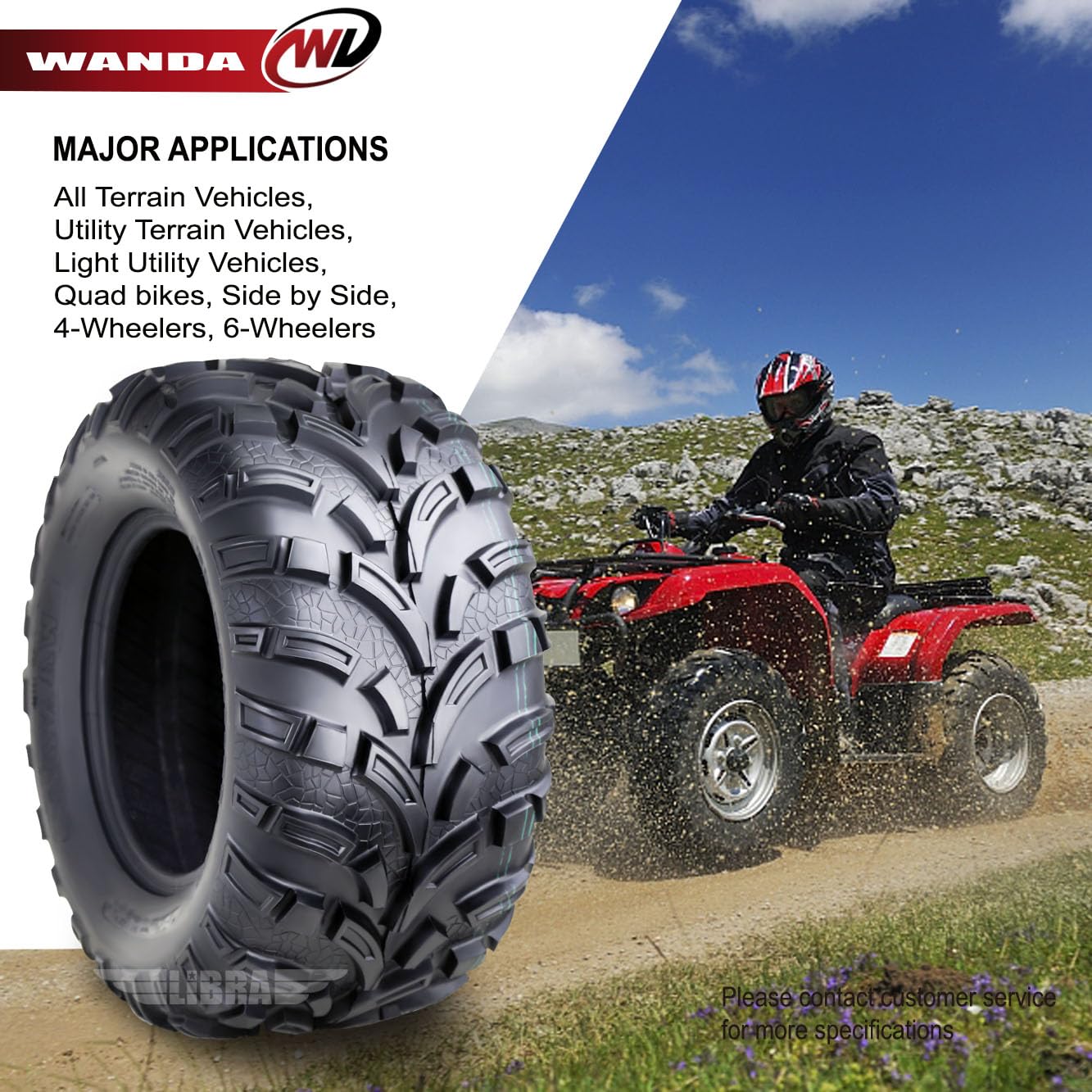 Wanda Set Of 4 New Atv/Utv Tires 25X10-12 Front & 25X11-12 Rear /6Pr P373 High Load Tires...