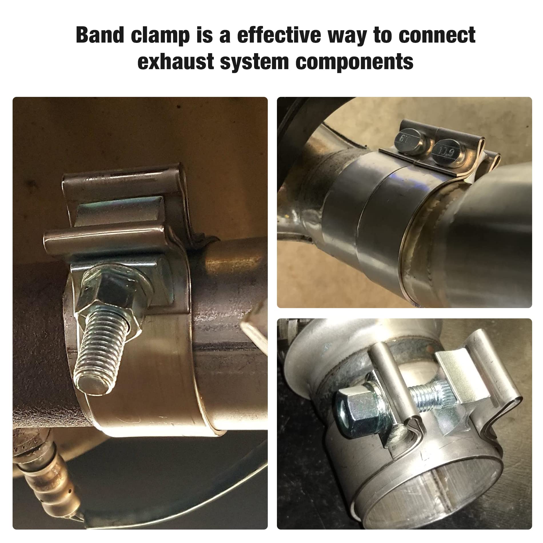 Evil Energy 2.0 Inch Exhaust Clamp,Narrow Band Muffler Clamp Stainless Steel 2Pcs