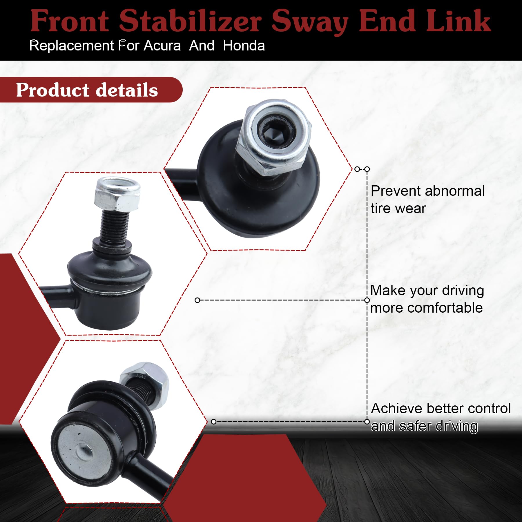 Stiueoav K750124 Sway Bar Link - Front Stabilizer End Link Compatible With 2006-2013 Acura Mdx?2010-2013 Acura Zdx?2006-2015 Hon