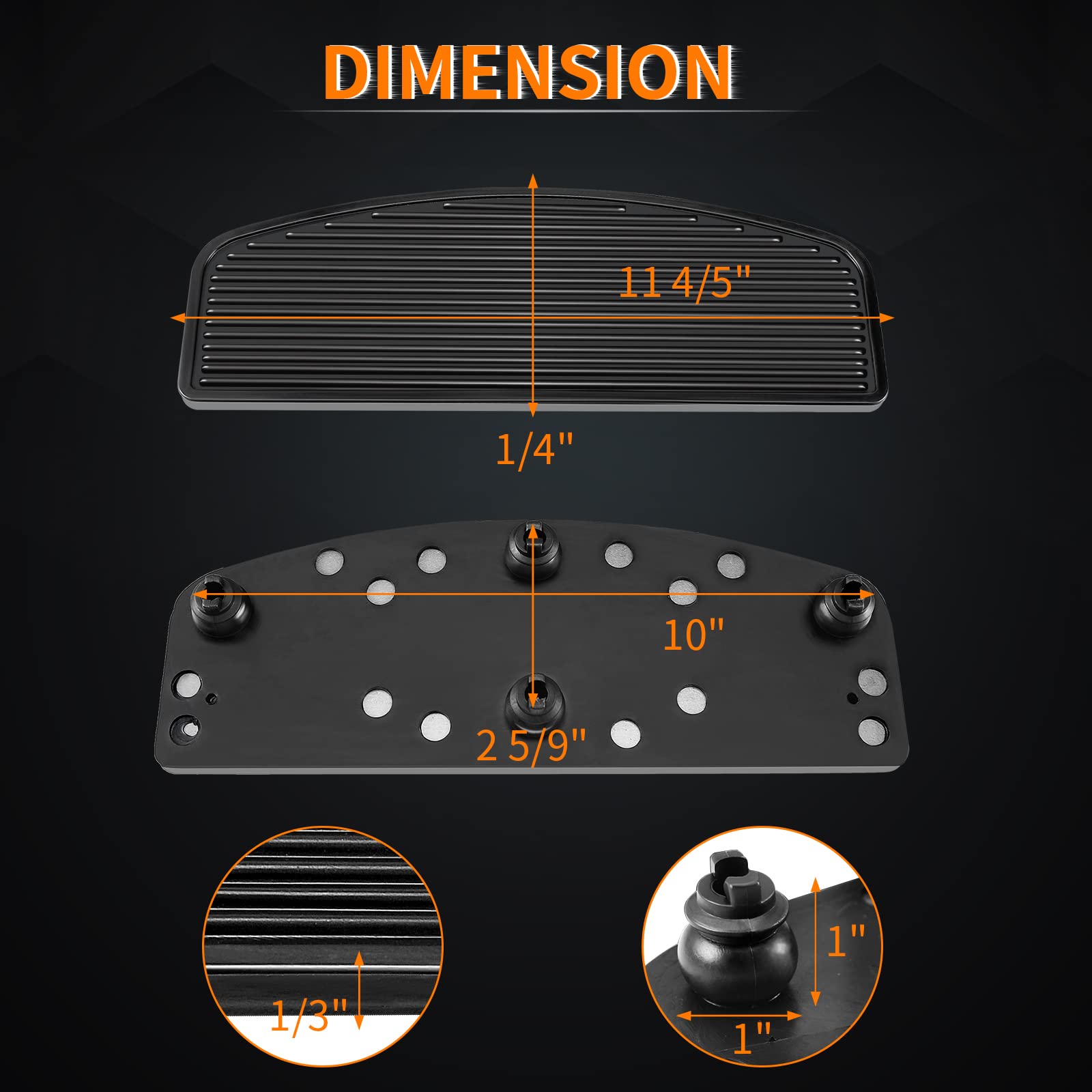 Eumti Motorcycle Front Rubber Driver Rider Insert Footboard Wide Foot Pegs Pedals Foot Boards Pad Compatible With Harley Touring Softail Road King Electra Glide 1986-Up