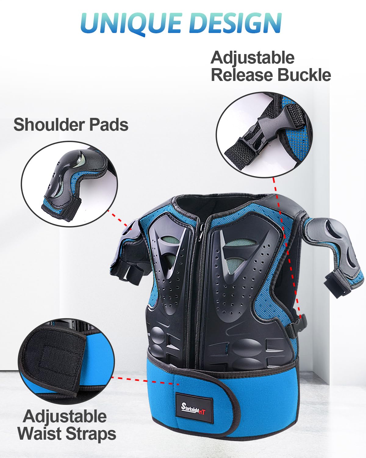 Starknightmt Kids Motorcycle Armor Suit Dirt Bike Gear Riding Protective Chest Spine Back Protector Shoulder Arm Elbow Knee Prot