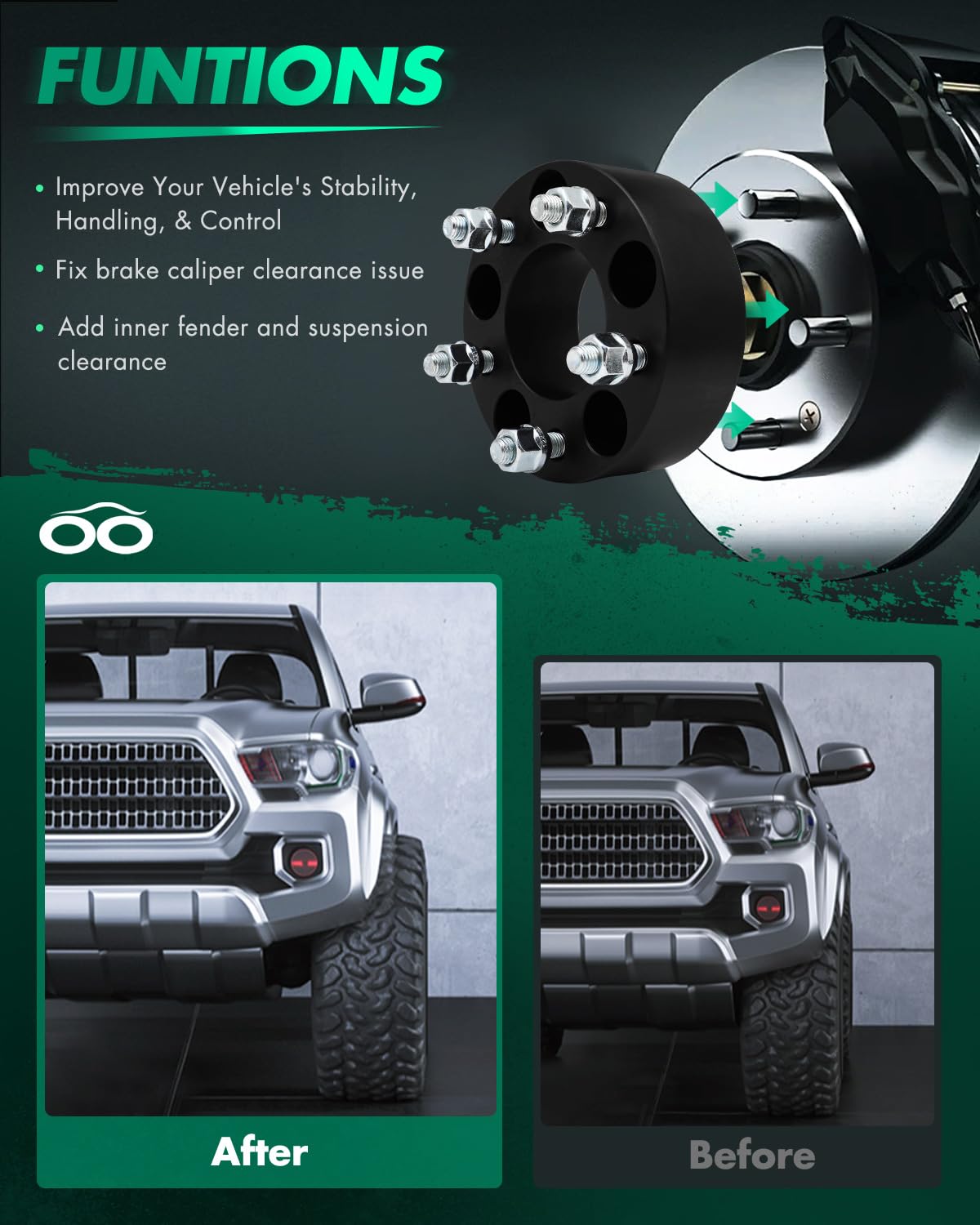 SCITOO 2X 2 inch 5 Lug Wheel Spacers 50mm 5x4.5 to 5x4.5 5x114.3 to 5x114.3 12x1.5 73mm W/O Lip Fit for Genesis for Pickup for T