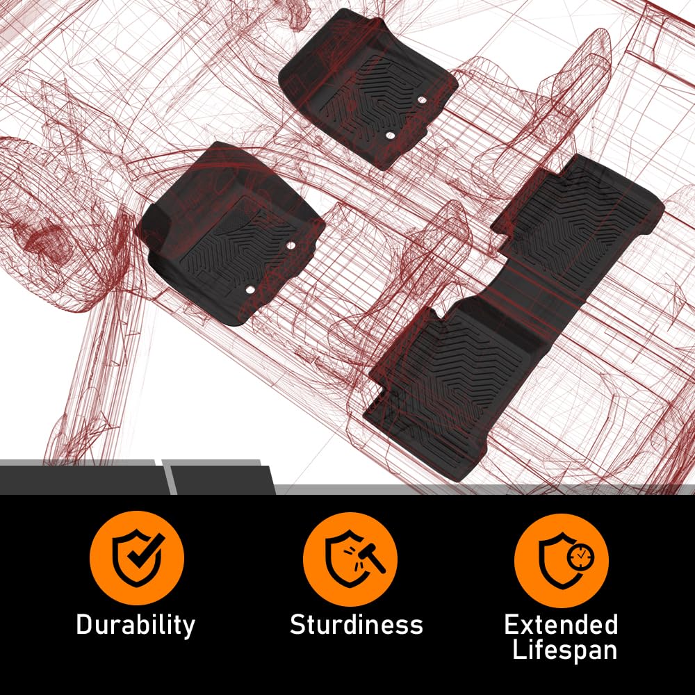 G-Plus Floor Mats Compatible With Toyota Tacoma Double Cab 2016-2023/Not Fit Manual Transmission, Not Fit Vehicles With Vinyl Fl