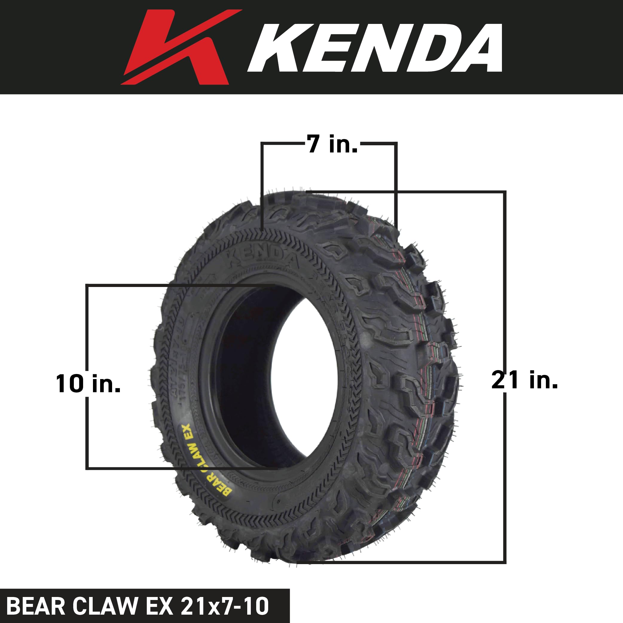 Kenda Bearclaw Ex K573-21X7-10 Front Tires For All Terrain (Atv), Utv, And Side By Side (Sxs) Vehicles With Tr-6 Inner Tubes - B