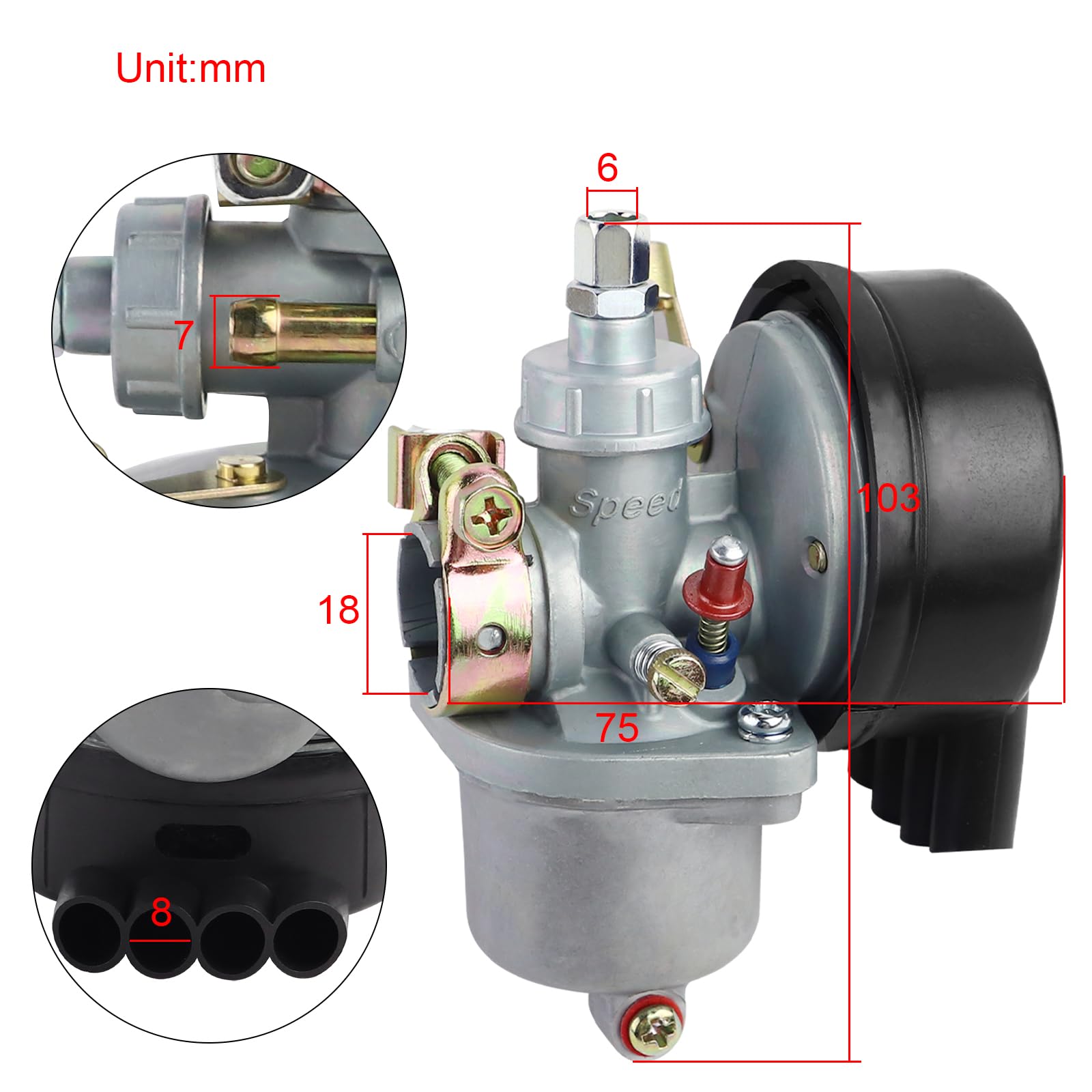 Flypig 49Cc Engine Carburetor For 80Cc 66Cc 60Cc 50Cc 2 Stroke Bicycle Motorized Bike Engine Kit