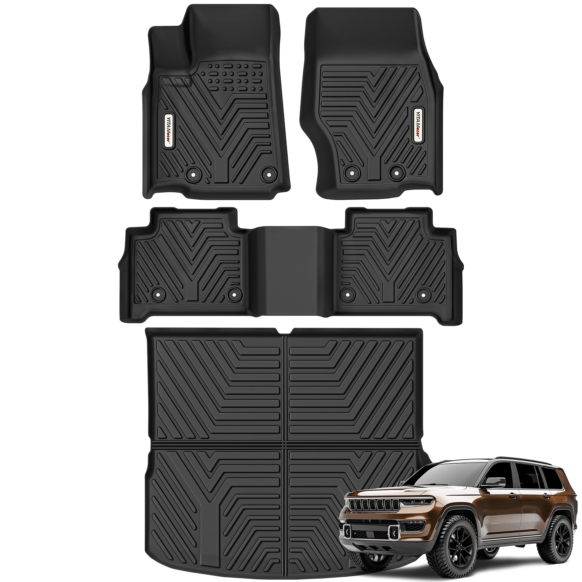 Yitamotor Floor Mats And Cargo Mats For 2022 2023 2024 2025 Jeep Grand Cherokee (Include 4Xe Not For L Or Wk), Tpe All Weather 1