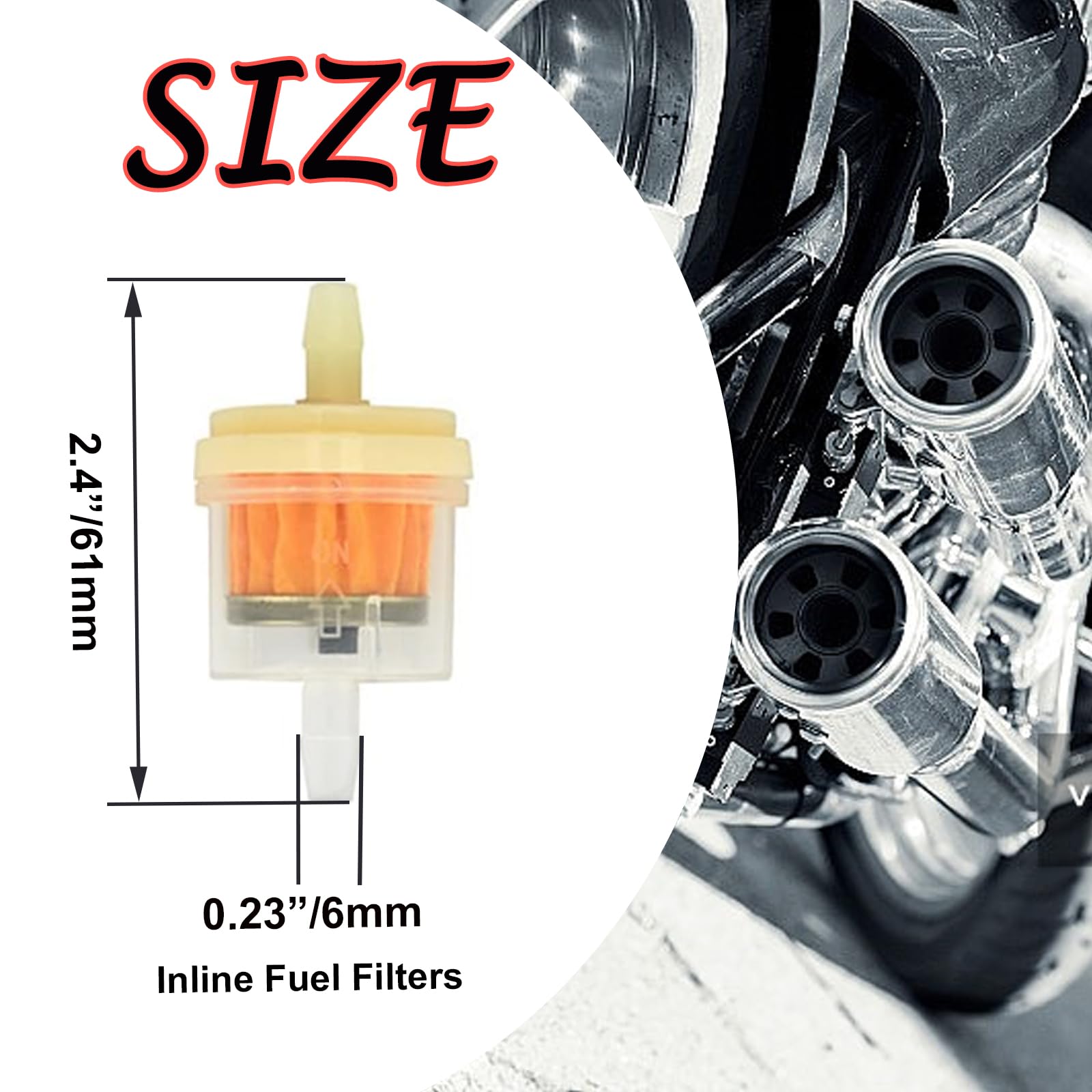 Tnisesm 1/4 Gas Fuel Line Hose With Clamps Valve & Filters Kit