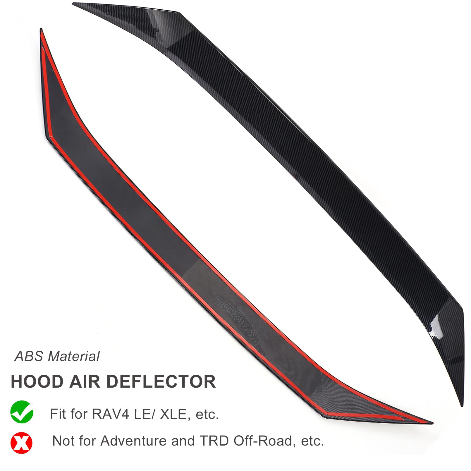 Birbenben for 2019-2025 Toyota RAV 4 Hood Air Deflector, Carbon Fiber Front Hood Bonnet Cover Trim, Hood Protector Bug Shields,