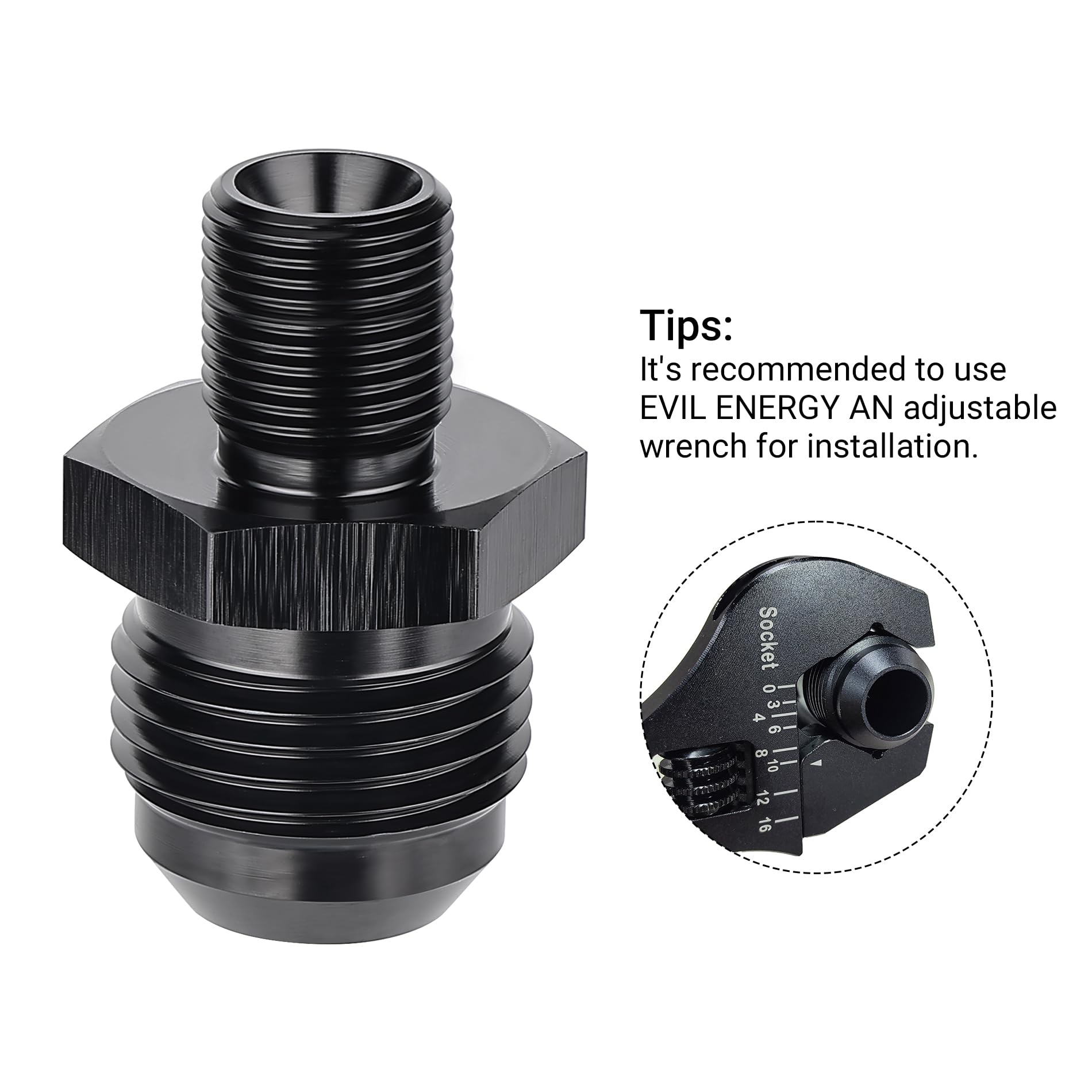 Evil Energy 10An Male Flare To M12 X 1.0Mm Male Metric Fitting Adapter Aluminium Alloy 2Pcs