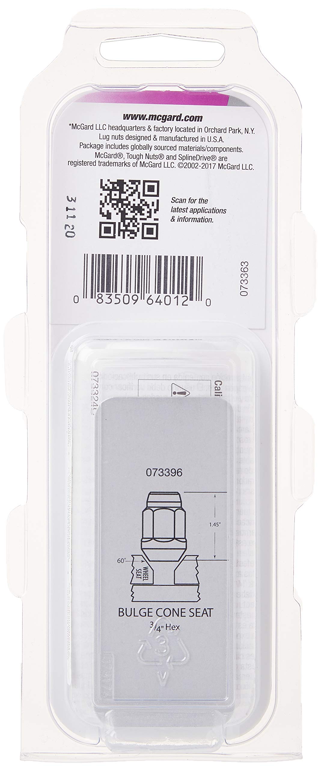Mcgard 64012 12 Mm X 1.5 Bulge Conical Compatible With Seat Lug Nut - Chrome44; Pack Of 4