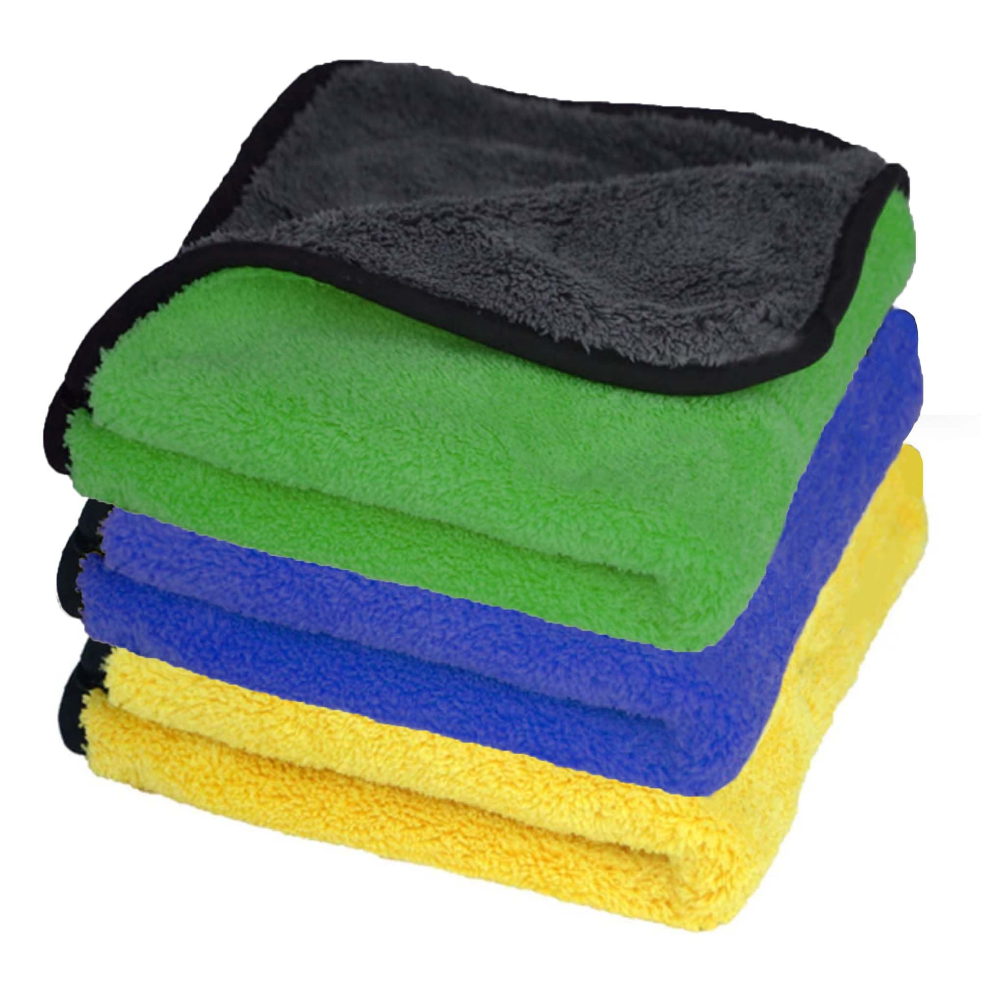Autofy 550GSM  40cm x 40cm  [Pack of 3]  Microfiber Cloth Double Sided Microfiber Cloth for Car Lint Free Super Soft Plush Ca