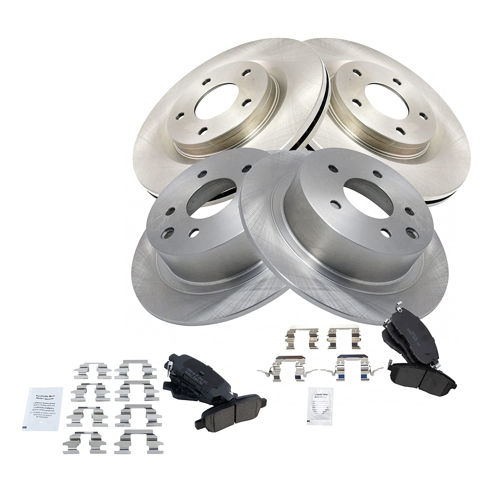 Trq Front And Rear Brake Pad & Rotor Kit Brake Pads Brake Rotor Ceramic Compatible With 2011-2017 Nissan Juke 2017-2019 Sentra