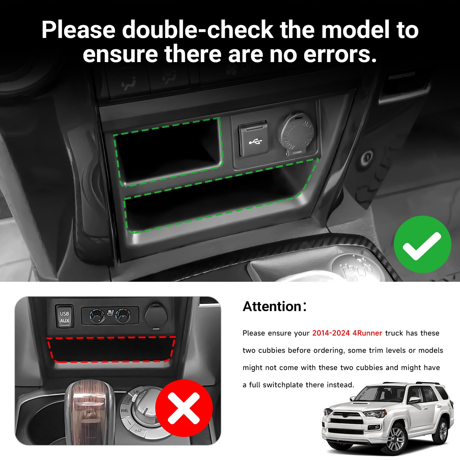 Hellet Center Console Organizer Storage Drawer Compatible with Toyota 2014-2020 2021 2022 2023 2024 4Runner Interior Accessories