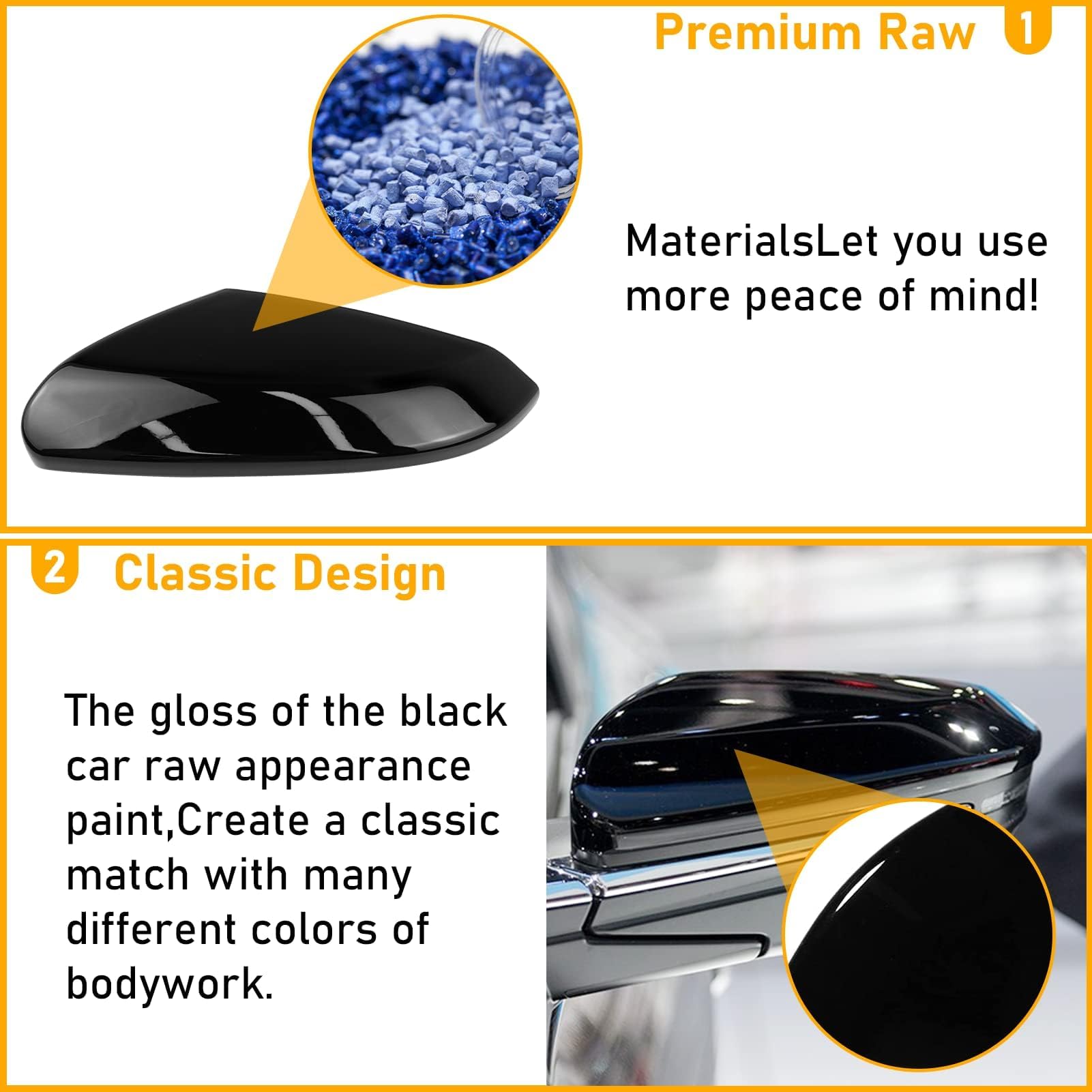 Moonlinks Compatible With 2016-2021 Honda Civic Driver Side Mirror Cover Replacement,Glossy Black For 10Th Gen Civic,2019-2022 I