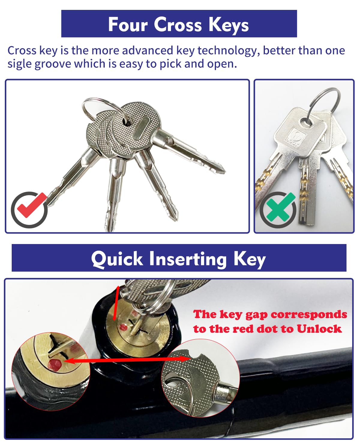 Steering Wheel Lock Anti-Theft Car Device Car Wheel Locks Heavy Duty Vehicle Security Steering Wheel Lock For Truck Car Vehicles