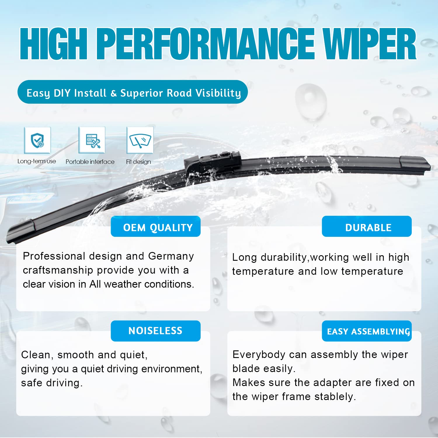 Vtogoi Wiper Blades With Rear Wiper Blades Set For 2019-2024 Subaru Forester,Automotive Replacement Windshield Wiper Blades, Tha