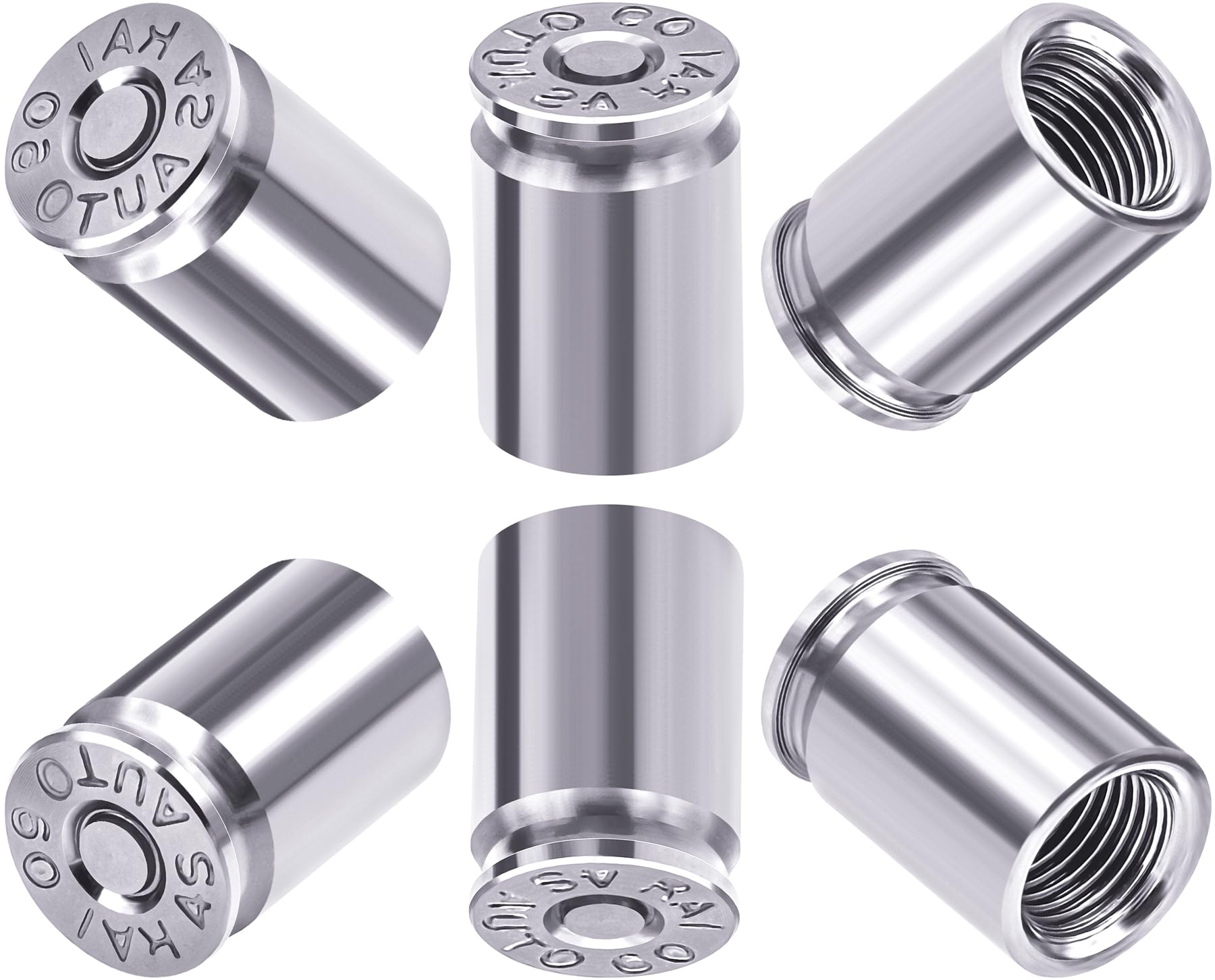 Meajoo 6Pcs Bullet Shell Tire Valve Stem Caps, Aluminum Alloy Car Air Stem Cap, Universal Dustproof Tire Valve Stem Covers For C