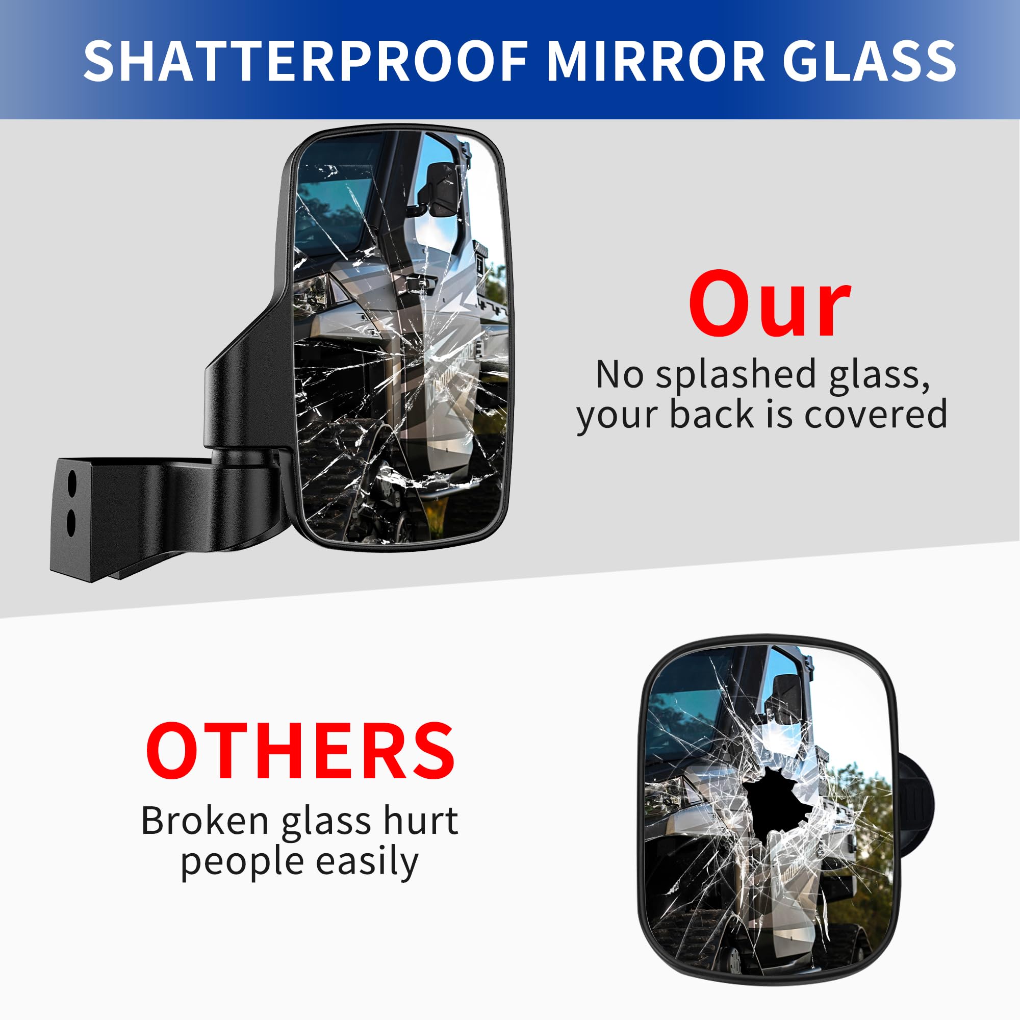 Ranger Door Mounted Side Mirrors For Any Polaris Ranger, Txzsxs Ranger Side Mirrors Compatible With 2018-2023 Polaris Ranger Crew Sp Xp 570 1000 And 2019-2024 Commercial Pro Xd 2000G 4000D (Full Door)