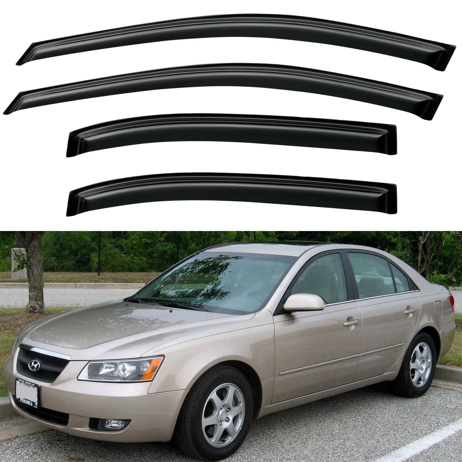 Window Visors Rain Guards Shield for 2005-2010 Hyundai Sonata, Out-Channel Window Vent Wind Deflectors Visors Shades for 05-10 S