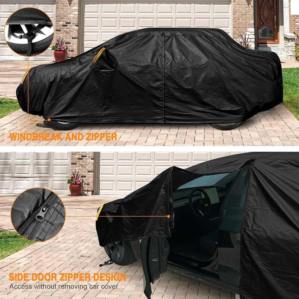 Neverland Sedan Car Cover Waterproof Heavy Duty All Weather Protection Snow Anti-Uv Windproof Outdoor Full Car Cover Fit For Automobiles Bmw/Mercedes-Benz/Honda(For Car Size:183''L X 70''W X 59''H)