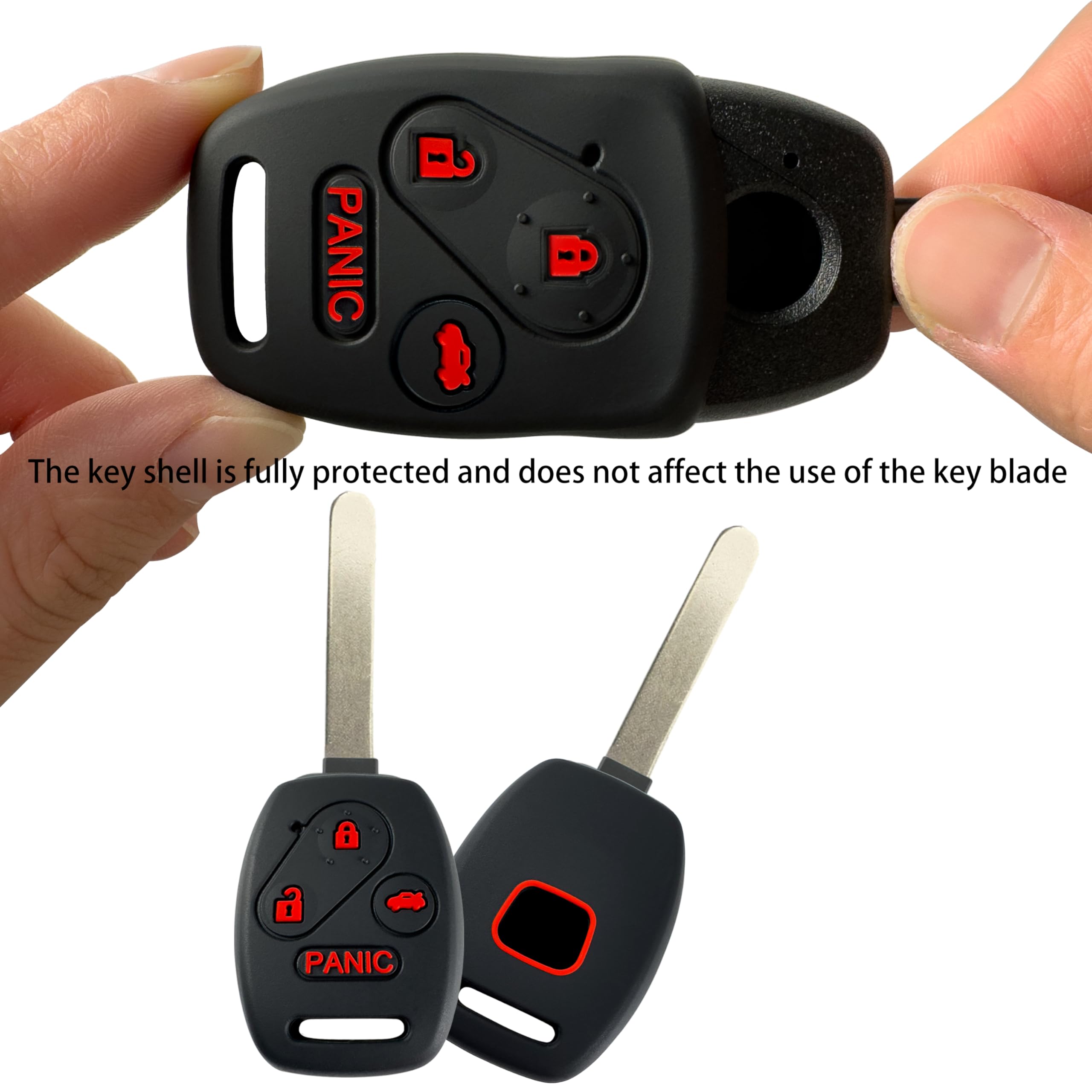 Kyhodsgn Key Fob Cover Shell For Honda 2003 - 2012 Accord 2009-2015 Pilot,3+1Button Keyless Remote Fob Case Kit Fit For 2006-201